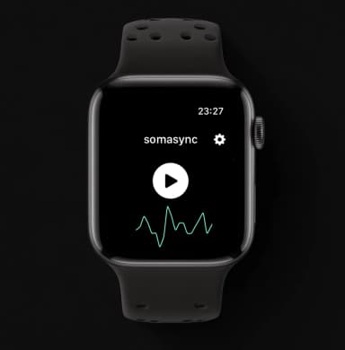 SelfSense Apple Watch app with waveform display