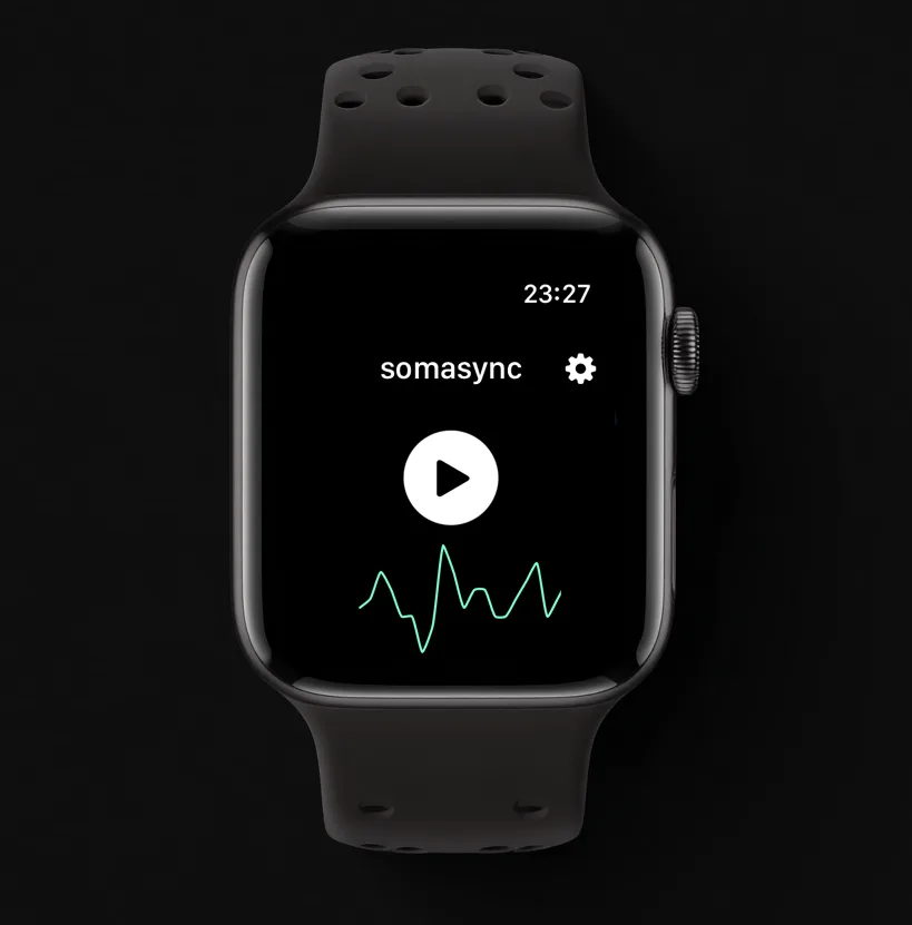 SelfSense Apple Watch app with waveform display